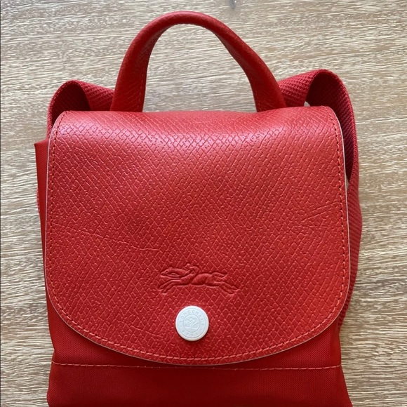 Longchamp Le Pliage Club Nylon Backpack Vermilion - Picture 2 of 3